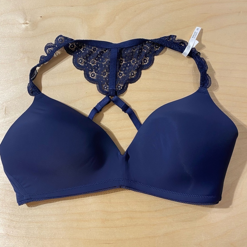 Aerie Midnight Blue Lace Bralette Wireless 36D (OB)